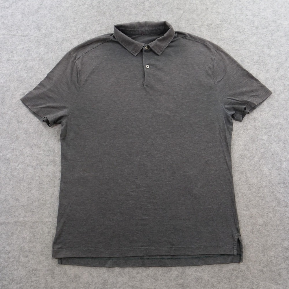 Lululemon Mens Large Gray Short Sleeve Polo Shirt Heathered Golf Athletic